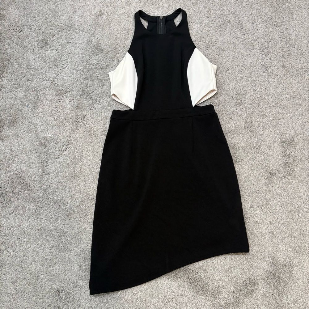 Adelyn Rae Black & White Cutout Asymmetrical Dress Size S